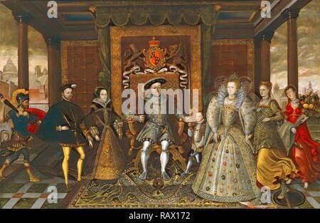 Une allégorie de la Succession Tudor : La famille de Henry VIII Tudor allégorie de la succession (La famille de Henry repensé Banque D'Images