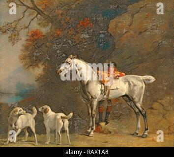 Pour des études ou après 'le 3e duc de Richmond à l'Charleton Hunt' Huntsman gris avec le Hunter et deux Foxhounds repensé Banque D'Images