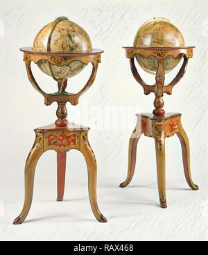 Paire de Globes Globes, conçus et assemblés par Jean-Antoine Nollet, Français, 1700 - 1770, le plan terrestre repensé Banque D'Images