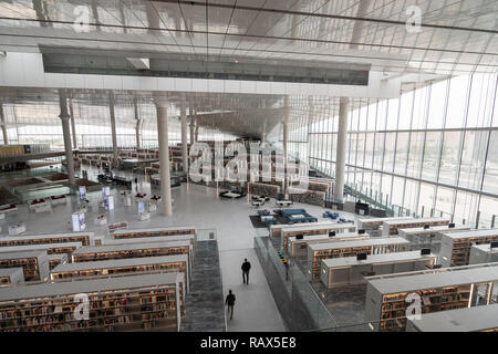 Nouvelle bibliothèque nationale du Qatar dans l'éducation, la ville de Doha, au Qatar. Rem Koolhaas, architecte. Banque D'Images