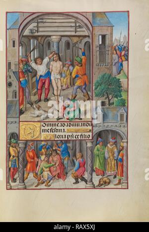 La flagellation, Maître de Jacques IV d'Écosse, flamand, avant 1465 - à propos de 1541, Bruges, Belgique, Europe, sur repensé Banque D'Images