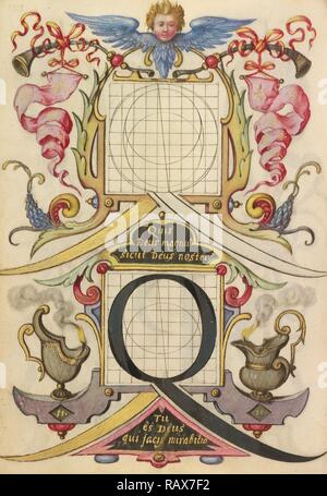 Guide pour la construction de la lettre Q, Joris Hoefnagel, Flamand / hongrois, 1542 - 1600, Vienne, Autriche, Europe repensé Banque D'Images