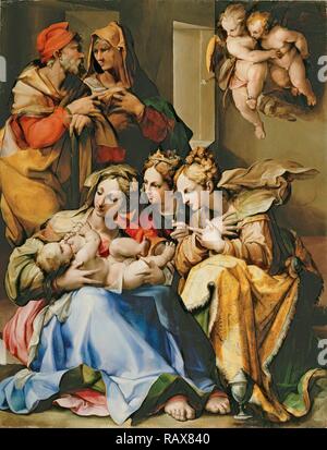 Sainte Famille avec les Saints Anne, Catherine d'Alexandrie, et Marie de Magdala, Nosadella, Italien (Bolognese), active repensé Banque D'Images