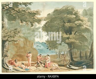 Satyres et nymphes dans un paysage, Martinus Berkenboom), ch. 1650 - c. 1715. Repensé par Gibon. L'art classique avec un repensé Banque D'Images