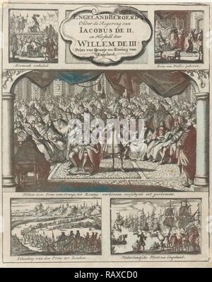 William III assiste à une séance de la législature en 1689 en tant que Roi, Jan Luyken, Jan Claesz dix Hoorn, 1689. Repensé Banque D'Images