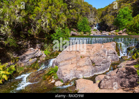 Cascade cascade de Levada Calheta. Paysage de l'île de Madère, Portugal Banque D'Images