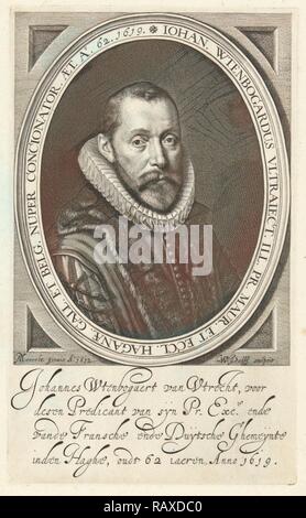 Portrait de Johannes Wtenbogaert à l'âge de 62 ans, Willem Jacobsz. Delff, 1619. Repensé par Gibon. L'art classique avec repensé Banque D'Images