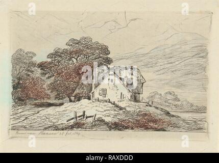 Maisons sur une colline, Remigius Adrianus Haanen, 1849. Repensé par Gibon. L'art classique avec une touche moderne repensé Banque D'Images