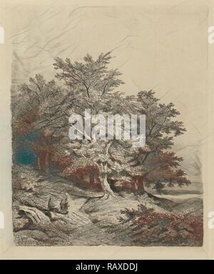 Chiffres à une lisière de forêt, Remigius Adrianus Haanen, en ou avant 1850. Repensé par Gibon. L'art classique avec un style moderne repensé Banque D'Images