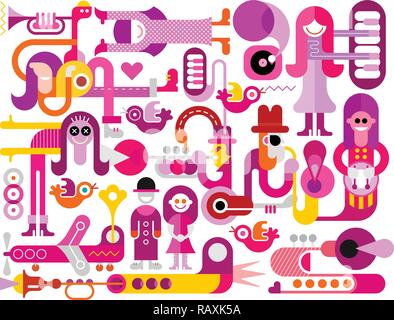 Des couleurs vives isolé sur un fond blanc musiciens vector illustration. Illustration de Vecteur