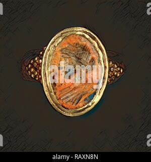 Sonnerie, Inconnu, Empire romain, 250 - 400, de l'or, la cornaline, l'objet : H : 2,5 x Diam. : 2,3 cm (1 x 7/8 in.), Objet (cadre repensé Banque D'Images