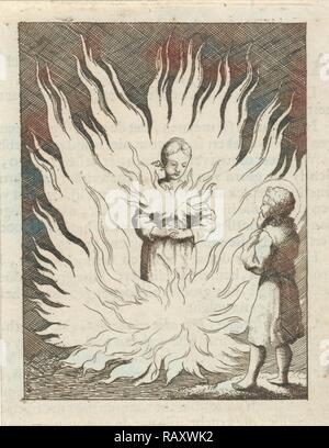 Le Christ voit une âme personnifiée entourée par les flammes, Jan Luyken, Pieter Arentsz II, 1678-1687. Repensé Banque D'Images