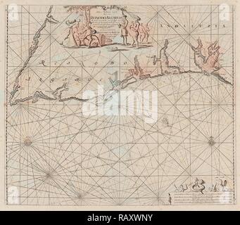 Carte de la mer d'une partie de la côte sud du Portugal et l'Espagne avec l'Algarve et l'Andalousie, Jan Luyken, Anonyme repensé Banque D'Images