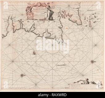 Tableau de la mer d'une partie de la côte du Nord-Est de l'Écosse et les îles Orcades, Jan Luyken, Johannes van Keulen, inconnu j'ai repensé Banque D'Images