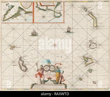 Tableau de la mer des îles Canaries, imprimer bouilloire : Jan Luyken, Johannes van Keulen J, inconnu, c. 1680. Repensé Banque D'Images