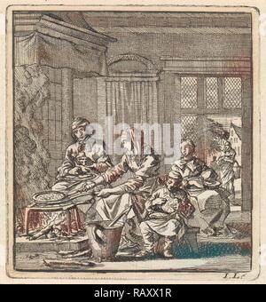 Pancake Baker, Jan Luyken, mer. Pieter Arentsz, Cornelis van der Sys II, 1711. Repensé par Gibon. L'art classique avec repensé Banque D'Images