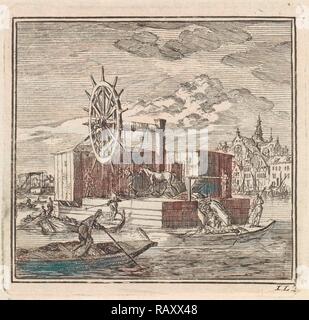 Drague à la périphérie d'une ville, d'impression bouilloire : Jan Luyken, mer. Arentsz & Pieter Cornelis van der Sys II, 1711 repensé Banque D'Images
