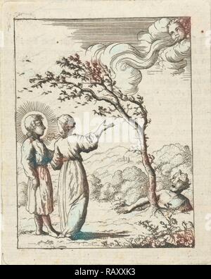 Le Christ et l'âme incarnée dans une tempête, Jan Luyken, Pieter Arentsz (II), 1678 - 1687. Repensé Banque D'Images