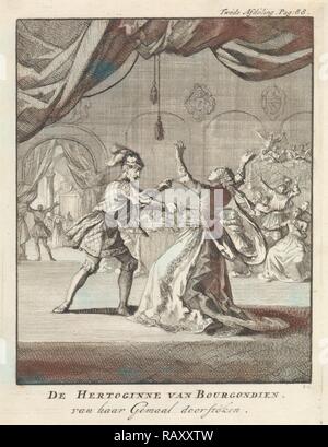 Le meurtre de la Duchesse de Bourgogne, Jan Luyken, Jan Claesz dix Hoorn, 1699. Repensé par Gibon. L'art classique avec un repensé Banque D'Images