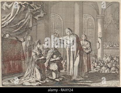Couronnement de Guillaume III et Marie II Stuart de l'archevêque de Canterbury, 1689, Jan Luyken, Pieter van der Aa (J'ai repensé Banque D'Images