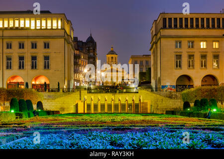 Vue de la Place Royale du jardin du Mont des Arts /Kunstberg , Bruxelles Banque D'Images