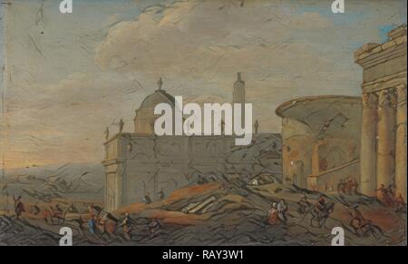 Vue sur la ville italienne, Jacob van der Ulft, 1650 - 1689. Repensé par Gibon. L'art classique avec une touche moderne repensé Banque D'Images