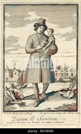 Farmer Zaandam, aux Pays-Bas, Pieter van den Berge, 1669 - en 1689 ou avant. Repensé par Gibon. L'art classique repensé Banque D'Images