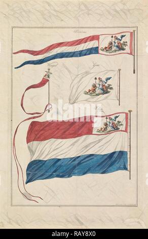 Drapeaux de la Marine de la République batave, 1796, République indonésienne, Hendrik Roosing, 1796. Repensé Banque D'Images