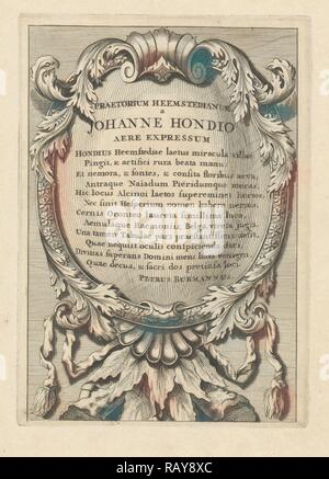 Cartouche avec texte latin, Johannes Hondius, Pieter Burman, 1700 - 1799. Repensé par Gibon. L'art classique avec un repensé Banque D'Images