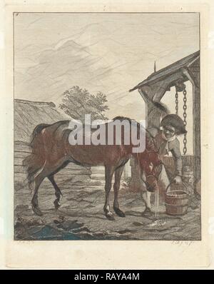 L'homme vous permet de boire un cheval à partir d'un seau, Joannes Bemme, Jan Anthonie Lagendijk Dzn, 1802. Repensé par Gibon. Classic repensé Banque D'Images