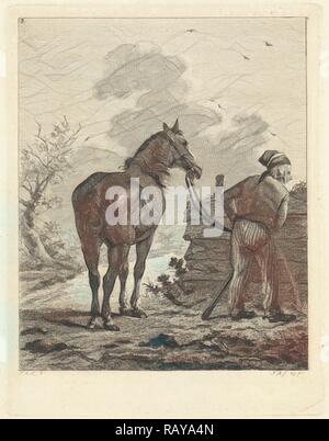 Soldat avec cheval, Joannes Bemme, Jan Anthonie Lagendijk Dzn, 1802. Repensé par Gibon. L'art classique avec un style moderne repensé Banque D'Images