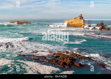 Rocher de la Vierge Marie (Rocher de la Vierge) à Biarritz, France Banque D'Images