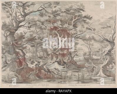 Johannes de doper priant dans un paysage marécageux. Jan van Londerseel, Claes Jansz. Visscher (II), 1601 - 1652 repensé Banque D'Images