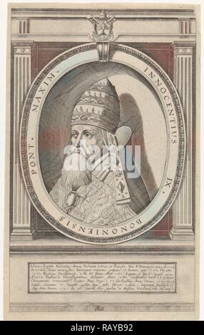 Portrait du pape Innocent IX vêtu de robes papale, la tête ornée de la tiare papale, buste à gauche dans un ovale repensé Banque D'Images