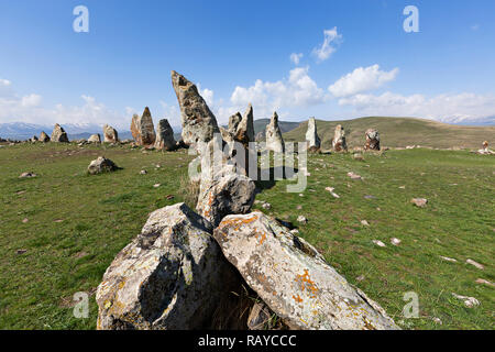Zorats Karer ou Karahunj connu sous le nom de Stone Henge Arménienne Banque D'Images