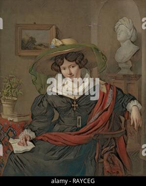 Portrait de Carolina Frederica Kerst, épouse de Louis Royer, Charles Van Beveren, 1830. Repensé par Gibon. Classic repensé Banque D'Images