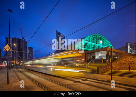 Nuit à Manchester Manchester Central Convention Complex, ancienne gare centrale et gmex Banque D'Images