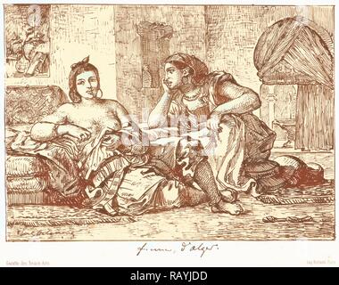 Eugène Delacroix (Français, 1798 - 1863). Les femmes d'Alger (Femmes d'Alger) en 1833. Lithographie de plumes. Deuxième etat repensé Banque D'Images