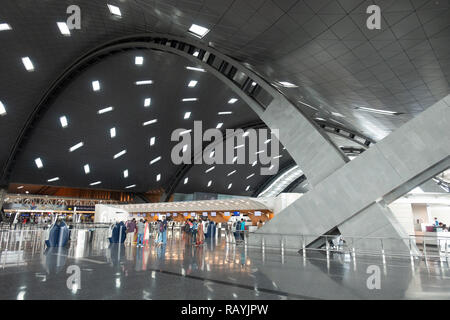 Intérieur de l'Aéroport International Hamad moderne inn Doha, Qatar Banque D'Images