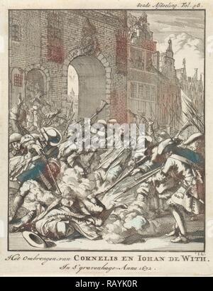 L'assassinat des frères De Witt, 1672, impression bouilloire : Jan Luyken, Jan Claesz dix Hoorn, 1698. Repensé Banque D'Images
