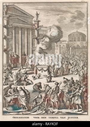 Cérémonie sacrificielle devant le Temple de Jupiter à Rome, Italie, Jan Luyken, François Halma, Willem van de Water repensé Banque D'Images