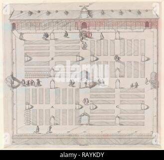 Vue sur le jardin d'herbes (Hortus Botanicus) Université de Leiden, Jacob de Gheyn (II), 1601. Repensé par Gibon. Classic repensé Banque D'Images