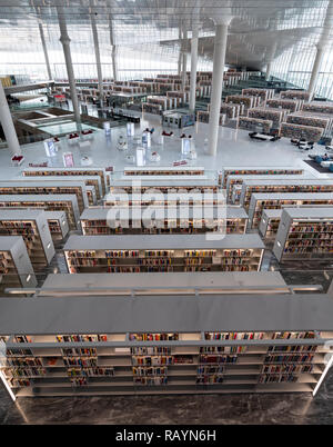 Nouvelle bibliothèque nationale du Qatar dans l'éducation, la ville de Doha, au Qatar. Rem Koolhaas, architecte. Banque D'Images