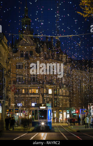 Les lumières de Noël à la Bahnhofstrasse, Zurich, Suisse Banque D'Images