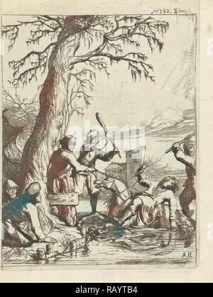 Compter Willem II en Hoogwoud, passe à travers la glace, 1256, Pays-Bas. Repensé par Gibon. L'art classique avec un repensé Banque D'Images