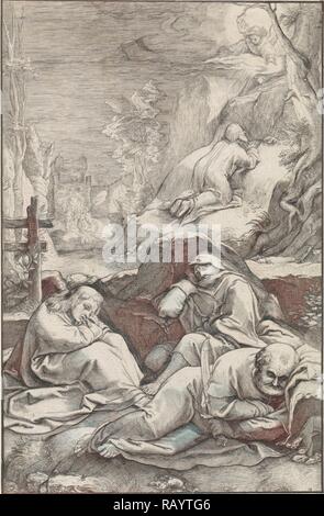 Le Christ au Jardin de Gethsémani, Ludovicus Siceram, Hendrick Goltzius, 1623. Repensé par Gibon. L'art classique avec repensé Banque D'Images