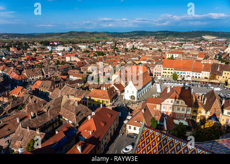 Vue aérienne de la ville de Sibiu en Roumanie Banque D'Images