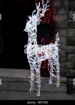 Le cerf blanc fabriqué à partir de fils et de lumière garland Banque D'Images