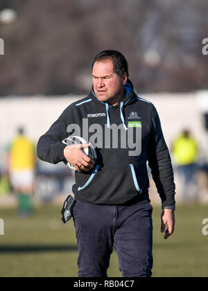 Treviso, Italie. 05 Jan, 2019. L'entraîneur Dave Rennie pendant le match de rugby de la 13e ronde de la Guinness PRO14, entre Benetton Rugby Trévise Vs Glasgow Warriors, 05 Janvier 2019 : Crédit Photo Agency indépendante/Alamy Live News Banque D'Images