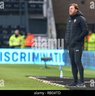 Derby, Royaume-Uni, le 5 janvier, 2019. Hasenhuttl Ralph gestionnaire de Southampton au cours FA Cup 3ème tour entre Derby County et de Southampton à Pride Park Stadium , Derby, Angleterre le 05 Jan 2019. Action Sport Crédit photo FA Premier League Ligue de football et les images sont soumis à licence. DataCo Usage éditorial uniquement. Pas de vente d'impression. Aucun usage personnel des ventes. Aucune UTILISATION NON RÉMUNÉRÉ : Crédit photo Action Sport/Alamy Live News Banque D'Images